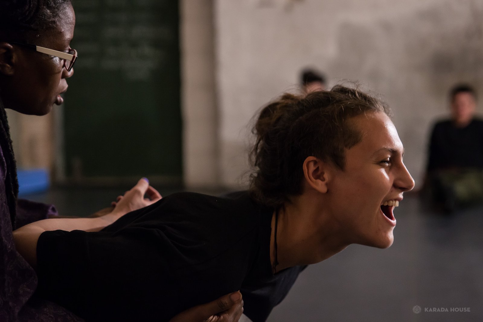 Person experiencing joyful moment during an activity.